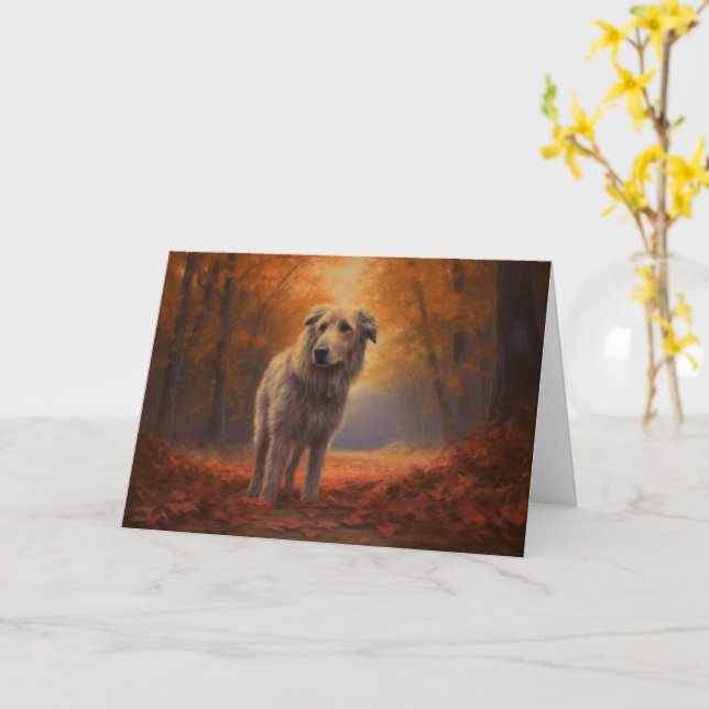 Tarjeta Wolfhound en otoño se inspira en las hojas (flor amarilla)