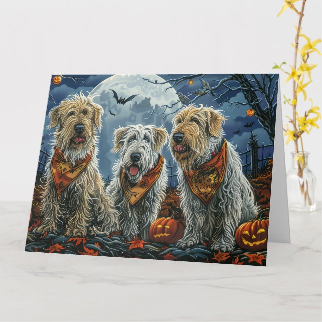 Tarjeta Wolfhound Halloween Spooky (flor amarilla)