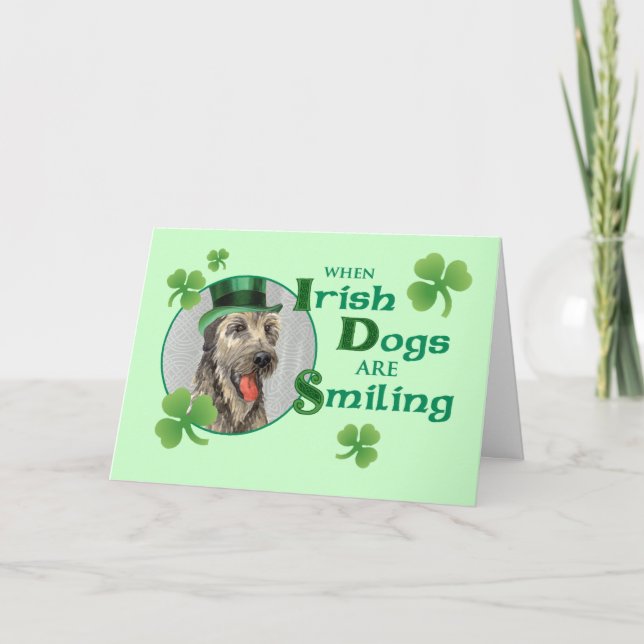 Tarjeta Wolfhound irlandés del Día de San Patricio (Anverso)