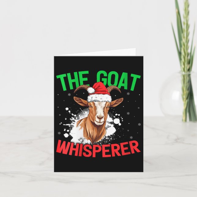 Tarjeta Womat Goat Whisperer Navidad Decoración Santa Hat  (Anverso)