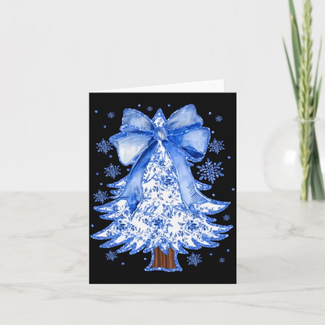 Tarjeta Women Christmas Tree Chinoiserie Blue Floral Coque (Anverso)