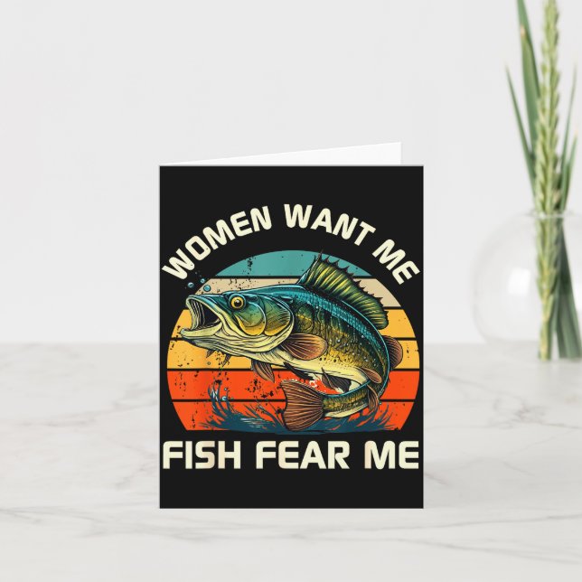 Tarjeta Women Fear Me Fish Want Me Funny Fishing  (Anverso)