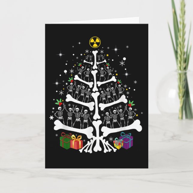 Tarjeta Women Radiology Skeleton Christmas Tree Xray Tech  (Anverso)