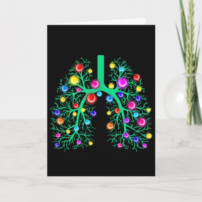 Tarjeta Women Resratory Therapy Lung Christmas Lights Lung (Anverso)