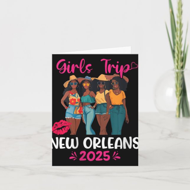 Tarjeta Womens Black Girls Trip New Orleans 2025 Vacation  (Anverso)