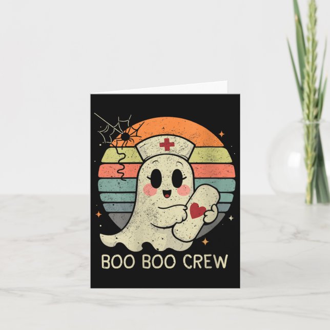 Tarjeta Womens Boo Boo Crew Nurse Halloween For Women V-ne (Anverso)