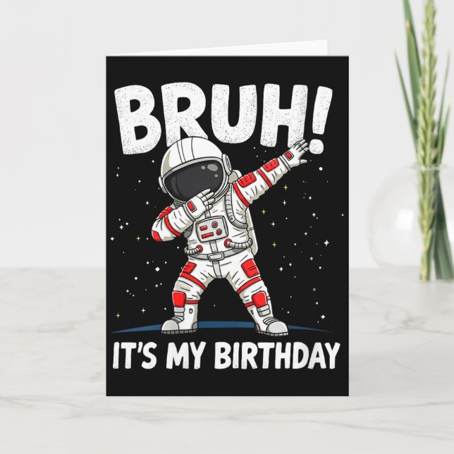 Tarjeta Womens Bruh It's My Birthday Dabbing Astronaut 1 2 (Anverso)