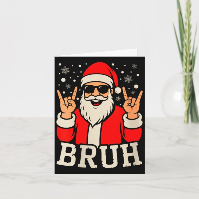 Tarjeta Womens Christmas Bruh Meme Funny Santa Claus Teen  (Anverso)