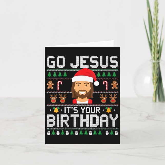 Tarjeta Womens Christmas Go Jesus It's Your Birthday - Fun (Anverso)