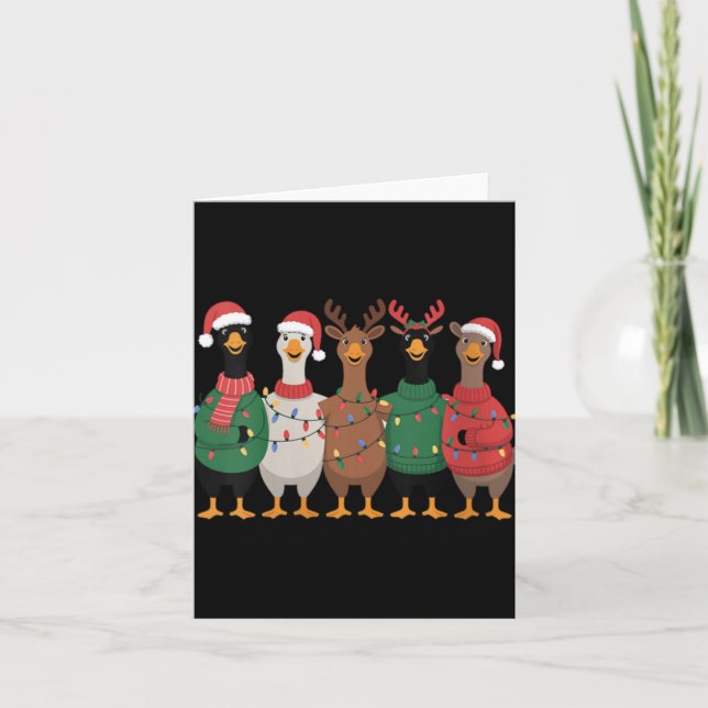 Tarjeta Womens Christmas Lights Goose Santa Funny Xmas Duc (Anverso)