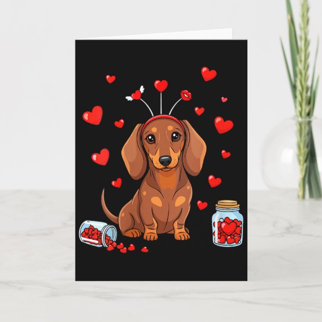 Tarjeta Womens Cute Dachshund Valentines Day Heart Love Do (Anverso)