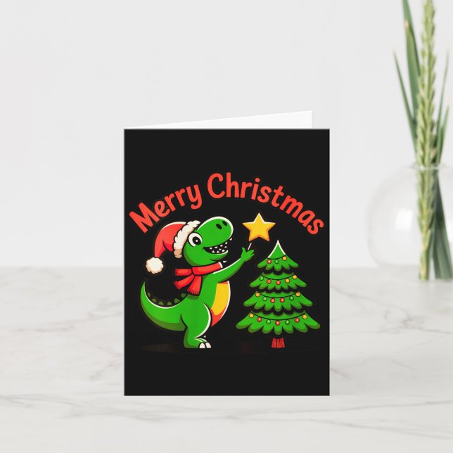 Tarjeta Womens Dinosaur Christmas Merry Christmas T-rex De (Anverso)