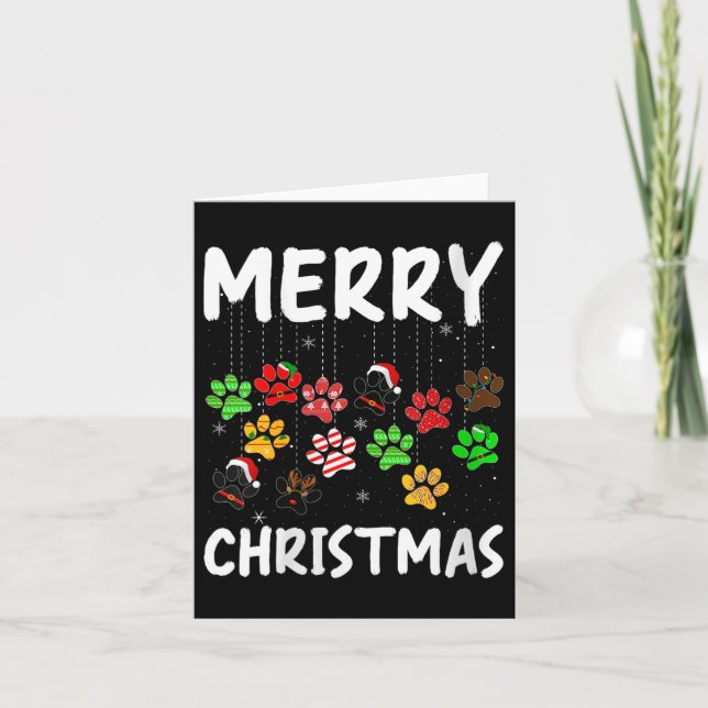 Tarjeta Womens Dog Paw Merry Christmas Pajamas Puppy Dog L (Anverso)