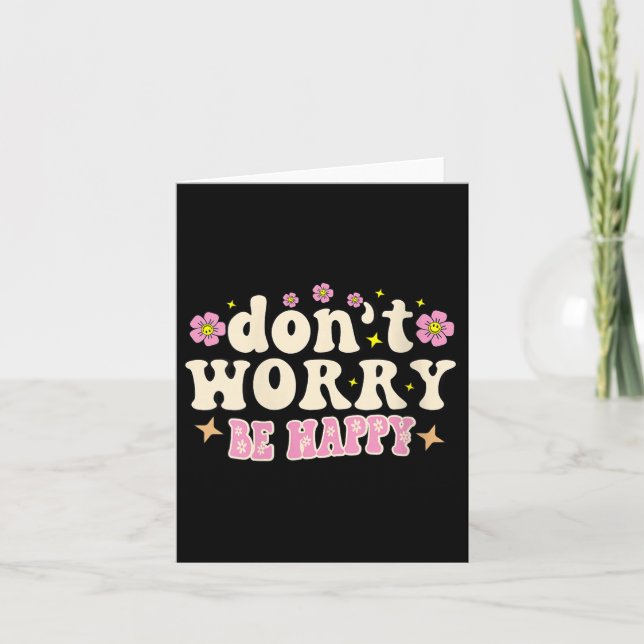 Tarjeta Womens Don't Worry We Be Happy Groovy Retro 70s Mo (Anverso)
