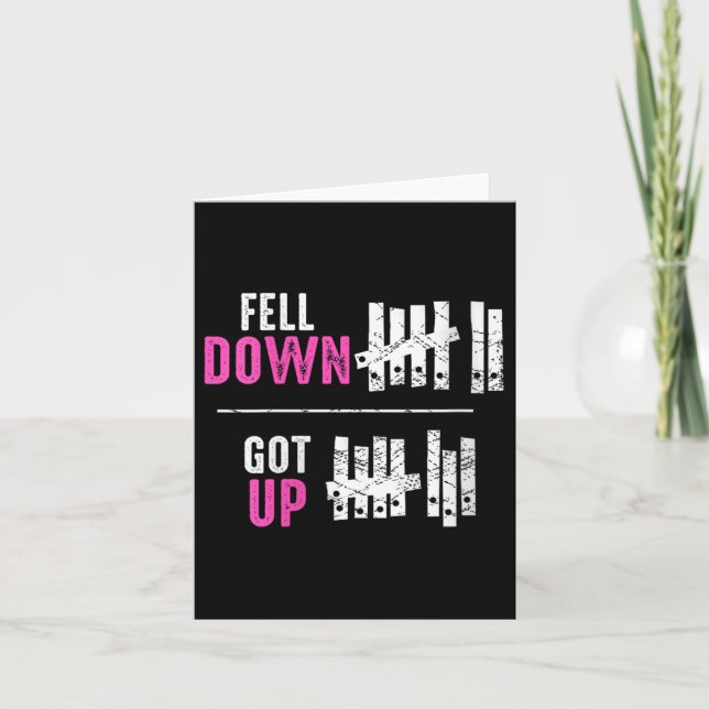 Tarjeta Womens Fell Down Got Up Motivational Funny Sitive  (Anverso)
