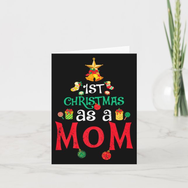 Tarjeta Womens First Christmas As A Mom Funny Xmas New Mom (Anverso)