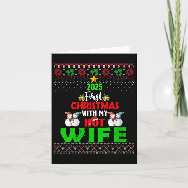 Tarjeta Womens First Christmas With My Hot New Wife 2025 C (Anverso)