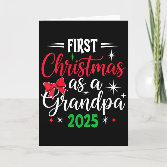 Tarjeta Womens Funny First Christmas As Grandpa 2025 Match (Anverso)