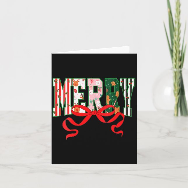 Tarjeta Womens Funny Merry Christmas Crew 2025 Coquette Fa (Anverso)