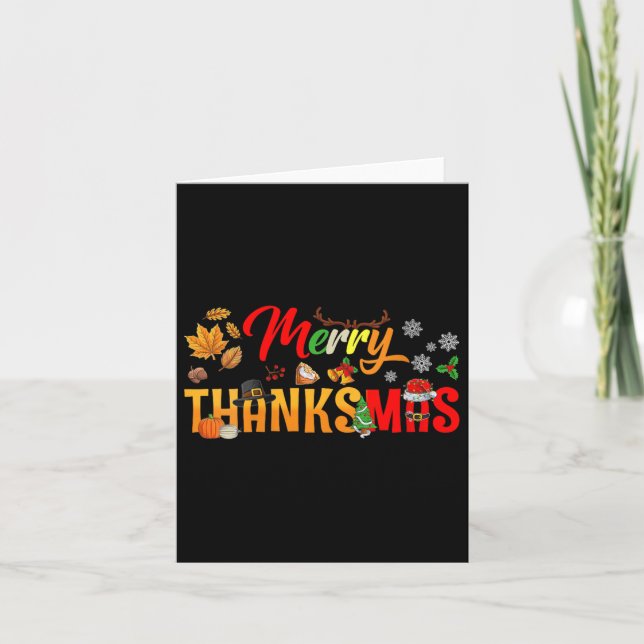 Tarjeta Womens Funny Merry Thanksmas Thanksgiving Christma (Anverso)
