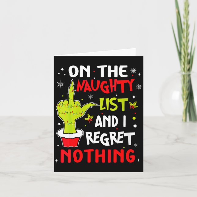 Tarjeta Womens Funny On The List Of Naughty And I Regret N (Anverso)