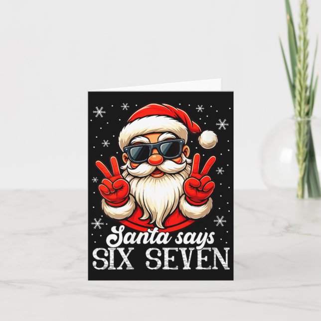Tarjeta Womens Funny Santa Says Six Seven Christmas 67 Mem (Anverso)