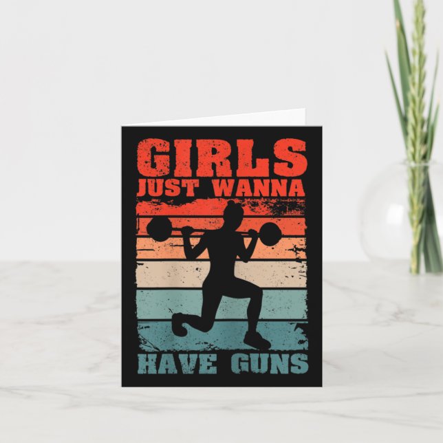 Tarjeta Womens Girls Just W Have Guns Funny Workout Girl G (Anverso)