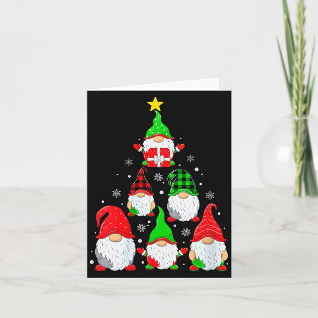 Tarjeta Womens Gnomes Christmas Tree Pajamas Funny Gnome H (Anverso)