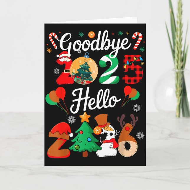 Tarjeta Womens Goodbye 2025 Hello 2026 Christmas Matching  (Anverso)