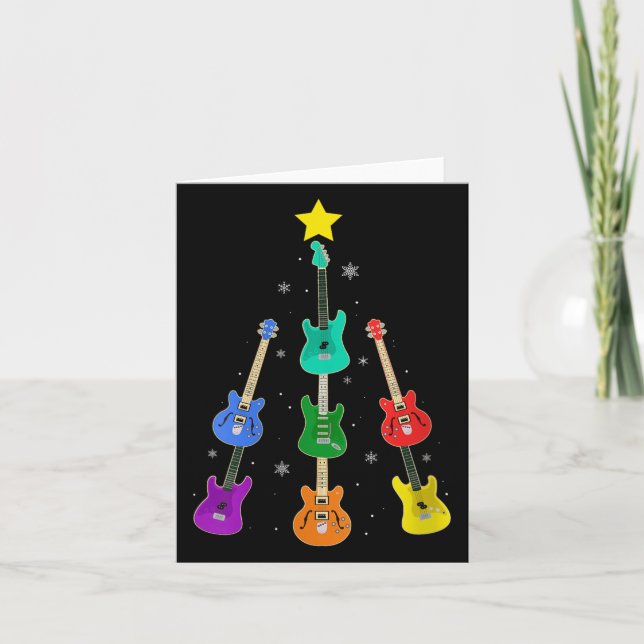 Tarjeta Womens Guitar Christmas Tree Musical Guitar Lovers (Anverso)