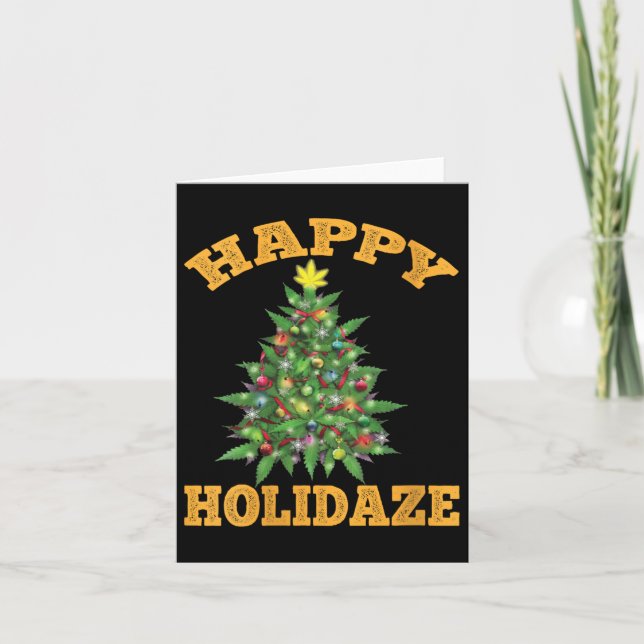 Tarjeta Womens Happy Holidaze Funny Weed Christmas Stoner  (Anverso)