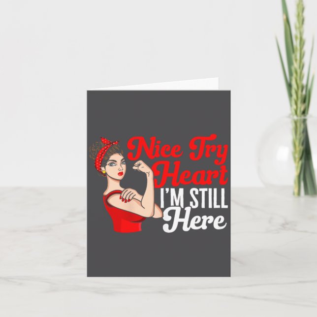 Tarjeta Womens Heart Disease Awareness Nice Try Heart I'm  (Anverso)