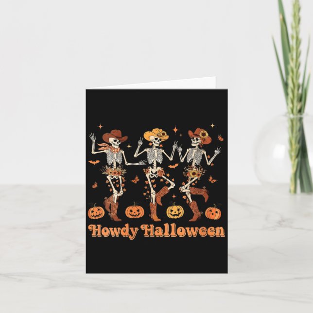 Tarjeta Womens Howdy Halloween Cowboy Cowgirl Skeleton Dan (Anverso)
