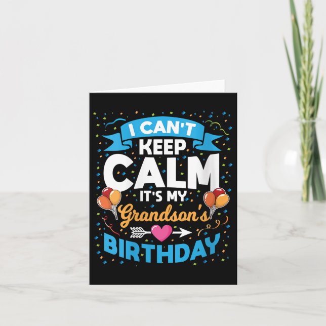 Tarjeta Womens I Can't Keep Calm It's My Grandson Birthday (Anverso)