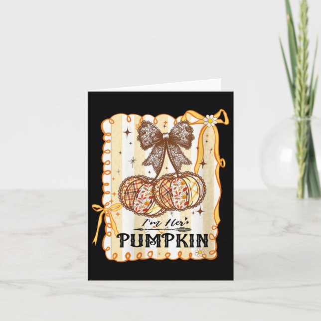 Tarjeta Womens I'm Her Pumpkin Cherry Couple Coquette Bow  (Anverso)