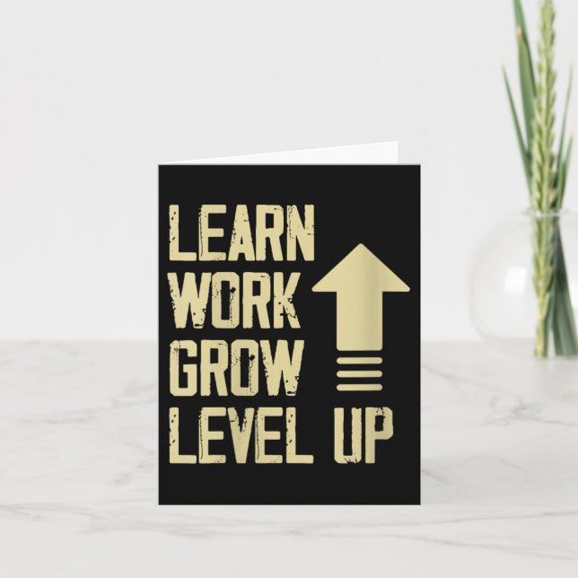Tarjeta Womens Learn Work Grow Level Up Growth Success Vin (Anverso)