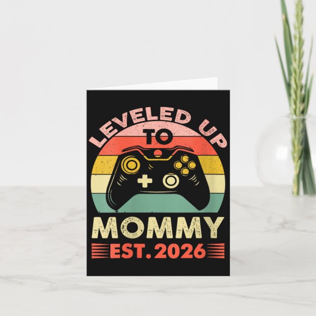 Tarjeta Womens Leveling Up To Mommy 2026 First Time Mom 20 (Anverso)