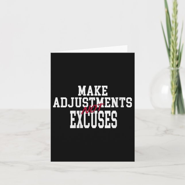 Tarjeta Womens Make Adjustments Not Excuses Motivational Q (Anverso)