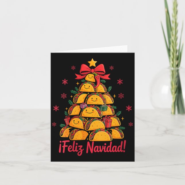 Tarjeta Womens Merry Christmas Tacos Tree Feliz Navidad Me (Anverso)