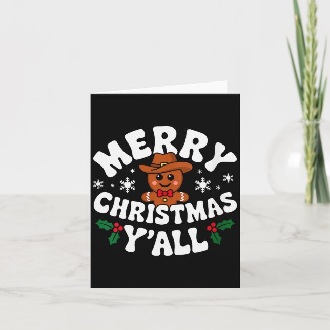 Tarjeta Womens Merry Christmas Yall Gingerbread Cowboy How (Anverso)