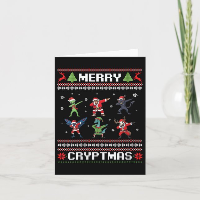 Tarjeta Womens Merry Cryptmas Dabbing Cryptid Monsters Fun (Anverso)