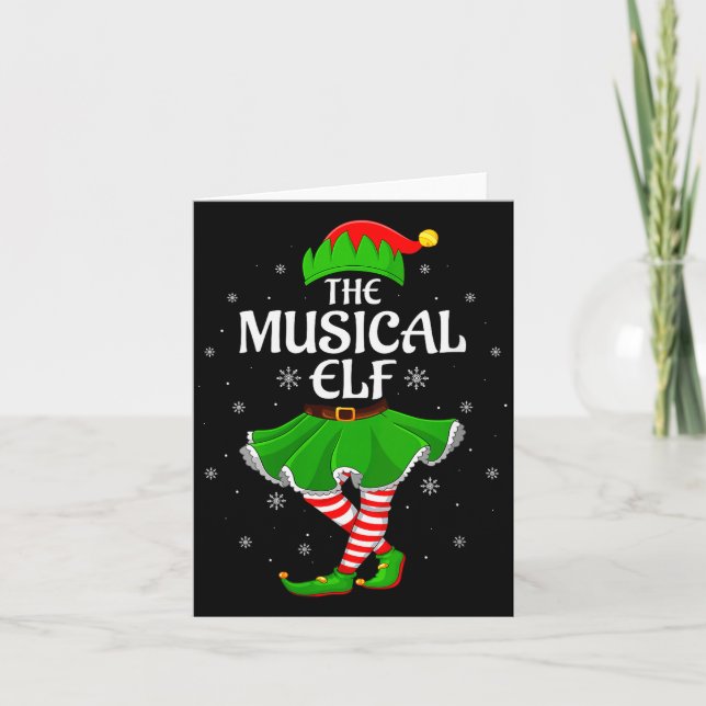 Tarjeta Womens Musical Elf Christmas Family Girls Women El (Anverso)