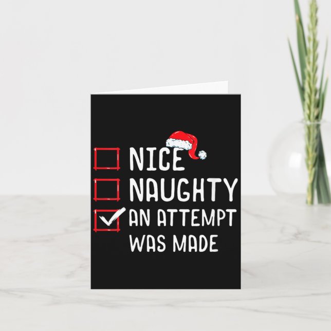 Tarjeta Womens Nice Naughty An Attempt Was Made Christmas  (Anverso)
