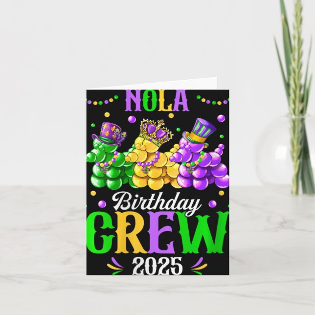 Tarjeta Womens Nola Birthday Crew 2025 New Orleans Mardi G (Anverso)