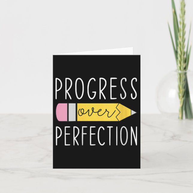 Tarjeta Womens Progress Over Perfection Motivational Teach (Anverso)