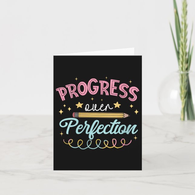 Tarjeta Womens Progress Over Perfection Motivational Teach (Anverso)
