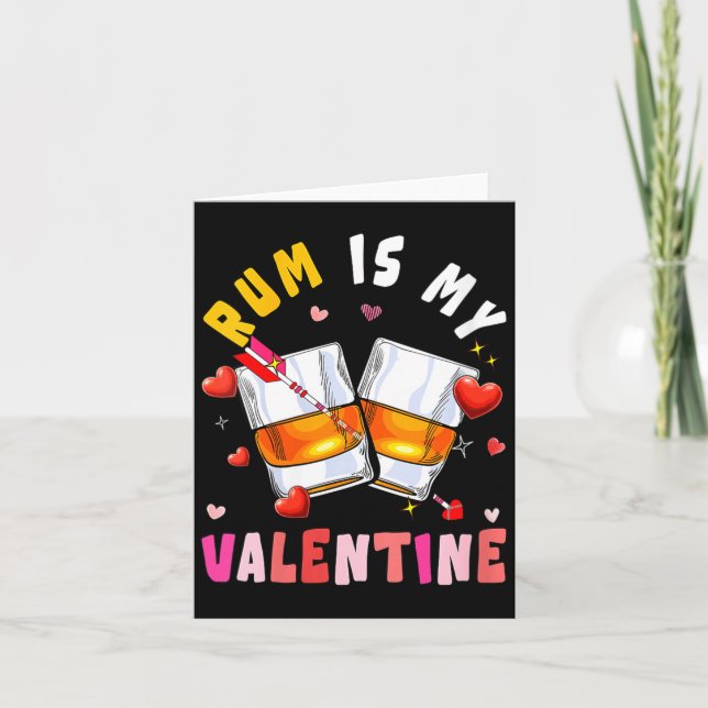 Tarjeta Women's Rum Is My Valentine Hearts Matching Drinke (Anverso)