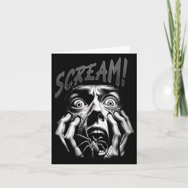 Tarjeta Womens Scream Horror Face Sder Terror Creepy Arach (Anverso)