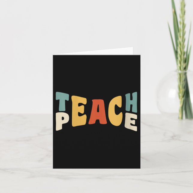 Tarjeta Womens Teach Peace Retro Teacher Motivational Educ (Anverso)