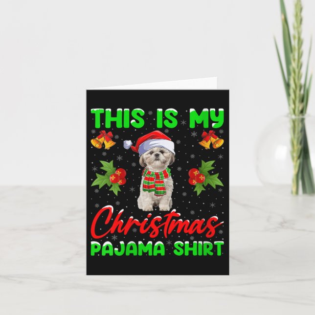 Tarjeta Womens This Is My Christmas Pajamas Funny Shih Tzu (Anverso)